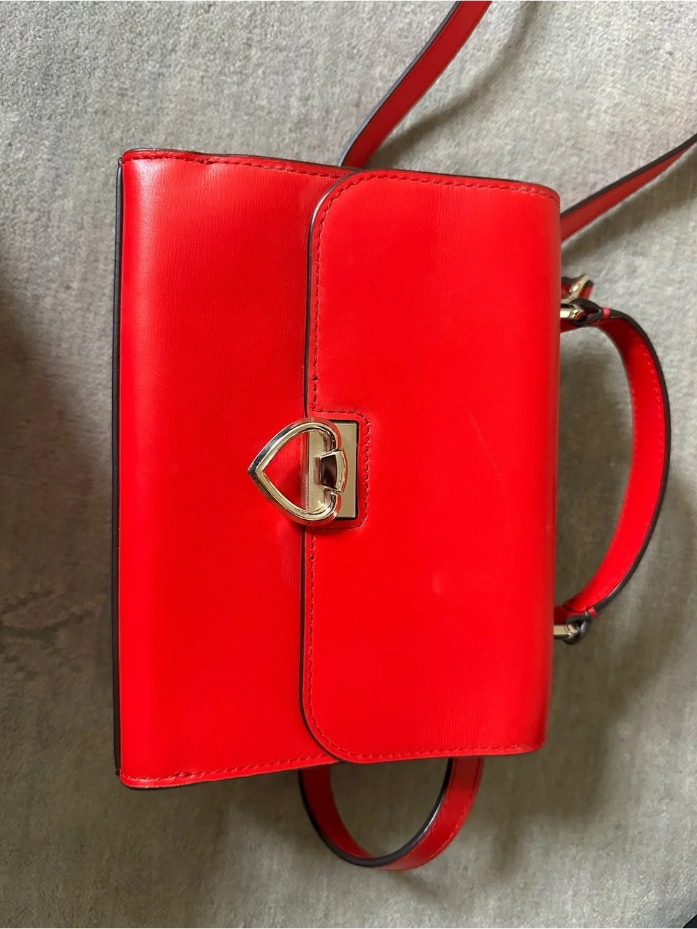 kate spade Red Top-Handle Satchel with Heart Clasp